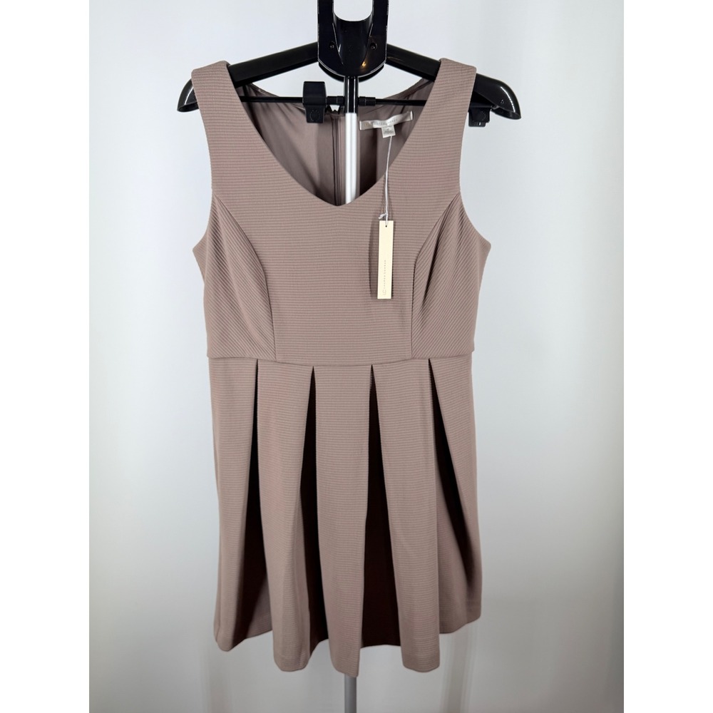 LC Lauren Conrad Women Taupe Mauve Ribbed Pleated Fit & Flare Dress Size‎ 16 NWT